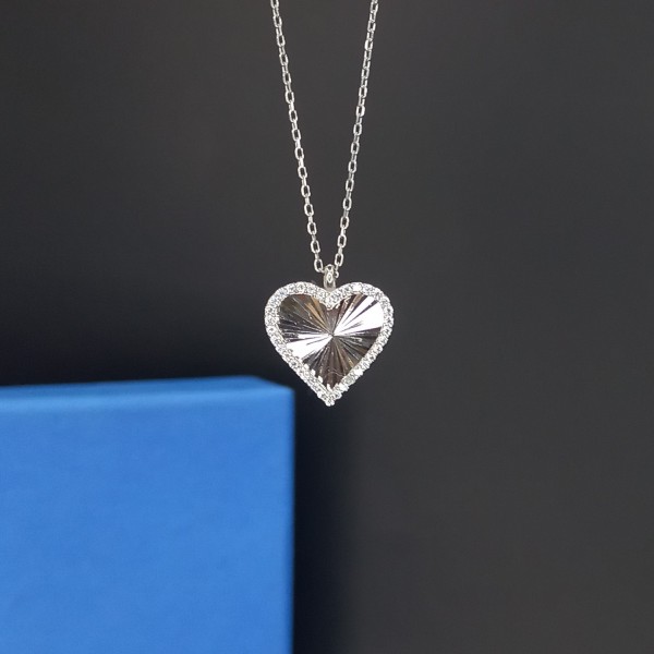 925 Sterling Silver Shinning Hearts with Zircon and Chain 