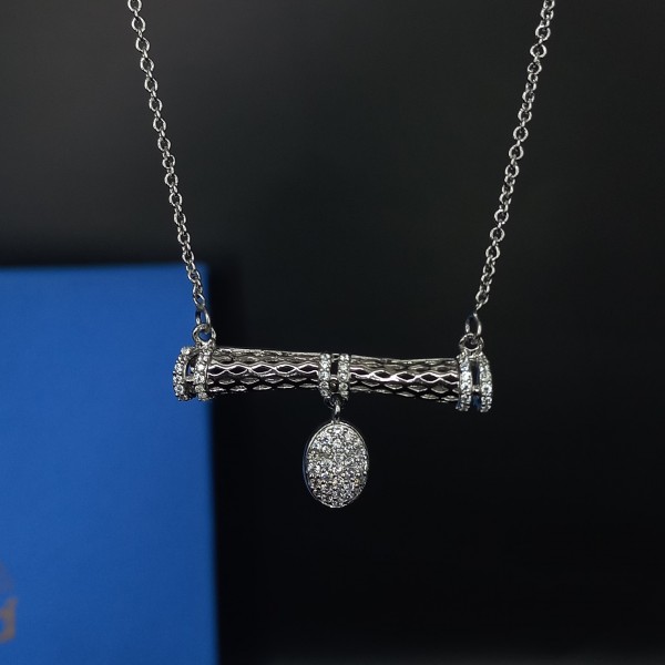 925 Sterling Silver Rod with Suspended Pendent and Long Chain 